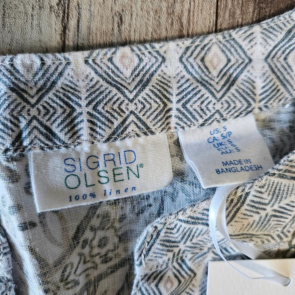 Sigrid Olsen Linen Tunic Top Size Small Tropical … - image 9